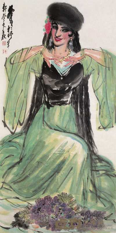 黄冑 1983年作 新疆舞 立轴 136×68.5cm